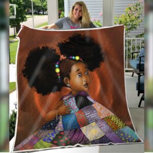 African Black Kid Quilt  Colorful Melanin Poppin Adorable Kid Premium Quilt Blanket Size Throw